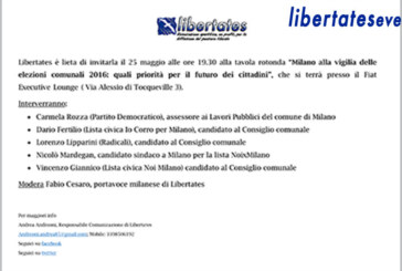 LibertatesEventi – Incontro con i candidati alle elezioni per il Comune di Milano
